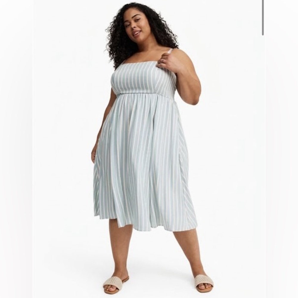torrid Light Blue and White Striped Midi Dress